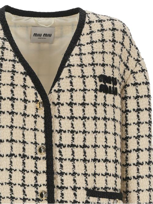 Cream white/black virgin wool jacket Miu Miu | MH1873S-232139KF0A72